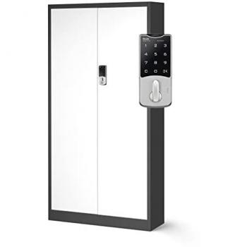 Cabinet à dossiers C003, acier revêtu, 185 × 90 × 40 cm – serrure à combinaison, anthracite et blanc