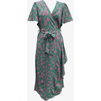 Leafy Luxe Belted Wrap Dress