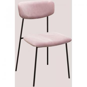 Sedia impilabile in velluto rosa Sam
