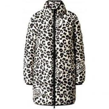Elegant White Leopard Print Down Jacket