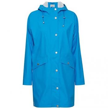 ICHI IHTAZI JA Damen Windbreaker Übergangsjacke Regenjacke Regenmantel mit Druckknöpfen und Kapuze, Größe:M, Farbe:Blithe