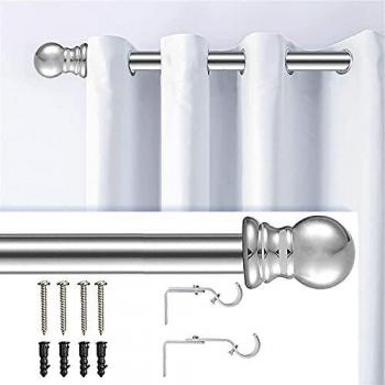 Adjustable Curtain Rod with Round Finials 76-110cm
