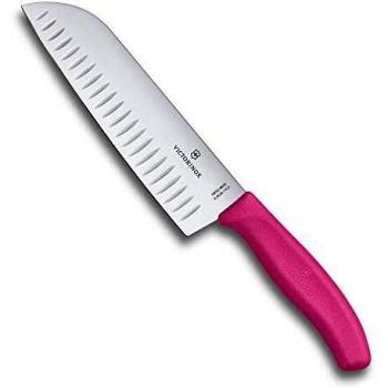 Victorinox Swiss Classic Pink 17cm Santoku Knife with Fluted Blade