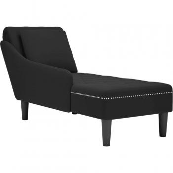 Fauteuil design noir en velours avec coussin et accoudoir