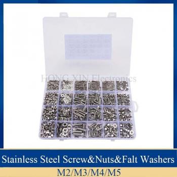1220Pcs Hex Socket Screw Set with M2 M3 M4 M5 Screws (Silver)