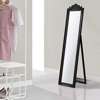 Arezzo Barock Standspiegel 160 x 40 cm kippbar Schwarz