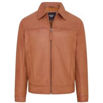 Classic Tan Drammen 3XL Leather Biker Coat