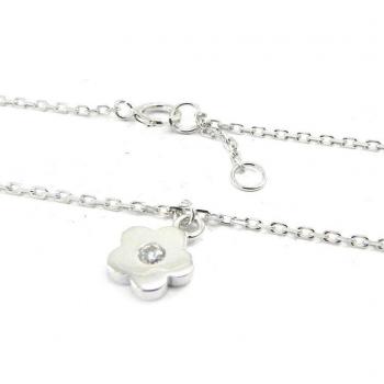 Gioiello per Caviglia Les Trésors De Lily Flora, Argento Placcato Rodio e Bianco, Larghezza 8 mm