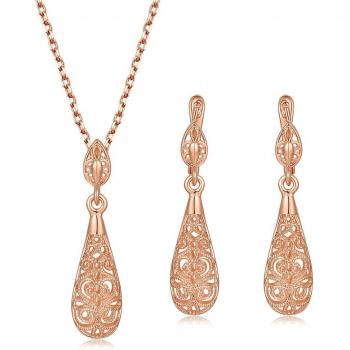 Set “Gota de Agua” Clásico Ahuecado – Plata (ZYS382)