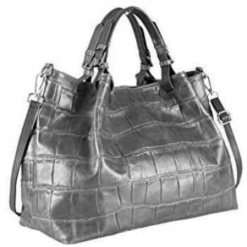 COLLEZIONE ALESSANDRO Umhängetasche McBarth, grau, Leder, Made in Italy