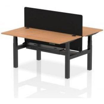 Air Back-to-Back 1600 x 800mm Height Adjustable 2 Person Bench Office Desk Oak Top