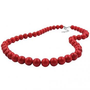 Kunststoffperlenkette 10mm rot-schwarz marmoriert 42cm