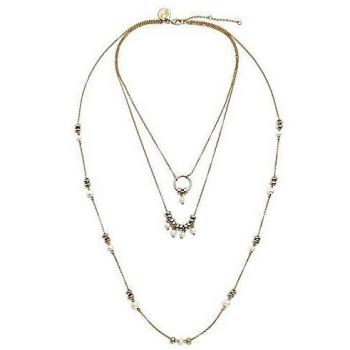 Collar Ronda Triple Cadena Rolo Pertegaz Mujer Aros Pequeños Bicolor Perlas Sintéticas