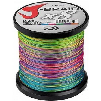 Daiwa J-Braid 8 500 m, Tressé, Multicolore, 0.200 mm