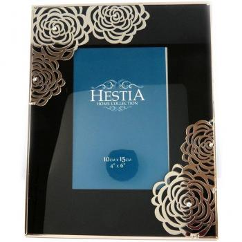 Flora Black‑Silver Photo Frame (10x15 cm) – Lily Treasures L8595