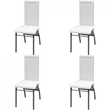 Juego de 4 sillas de comedor de cuero blanco