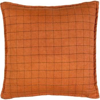 Yard Linen Grid Check Square Cushion