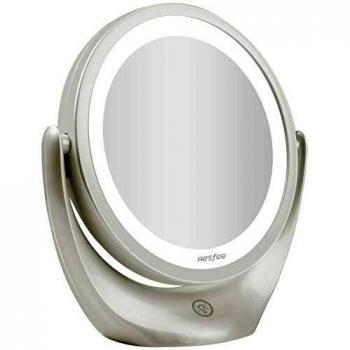 Aesfee Lichtspiegel 5X – 3‑Stufen‑LED, Ideal zum Schminken und Rasieren, Weiß