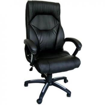 Wellington High Back Black Leather Armchair with Silver Accents