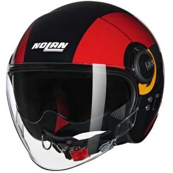 Casque Jet Nolan N21 Visor Bicromo Noir-Rouge-Orange Taille M