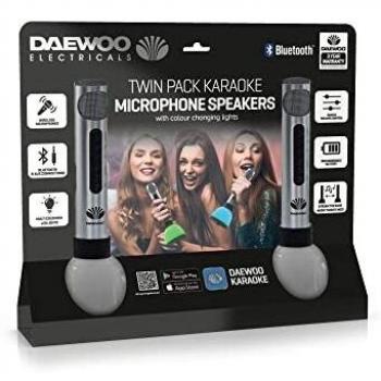 Daewoo Wireless Karaoke Microphone Speakers, Rechargeable, Bluetooth with Colour