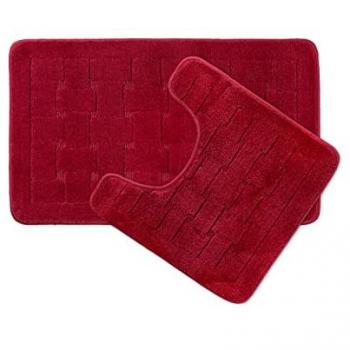 Bordeaux Crosshatch Easy Care 2-Piece Bath Mat Set