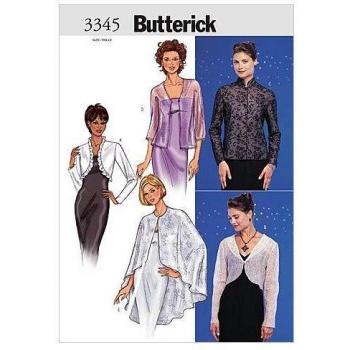 Butterick B3345 Misses Jacket & Cape – Sizes 12 to 16, White, Pack of 1