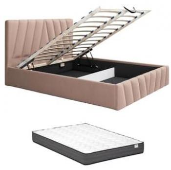 Letto Comfort Edge Pascal Morabito 160x200 cm Velluto Beige + Materasso Lidama