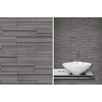 Charcoal Slate Tile Brick Wallpaper – Fine Decor FD40126