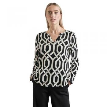 Street One Damen Bluse mit Print in Schwarz