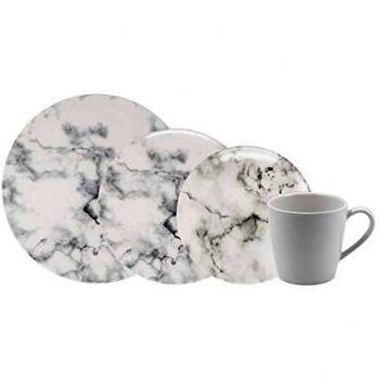 Marmory Geschirrset – Villeroy & Boch, 8 Teile, Marmor‑Look, weiß, spülmaschinenfest