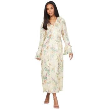 Floral Ruffle Mid-Length Yellow Gown