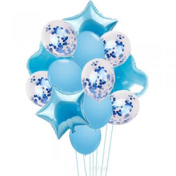 Set de 14 Globos: 18” Corazón/Estrella + 12” Confeti – DIY