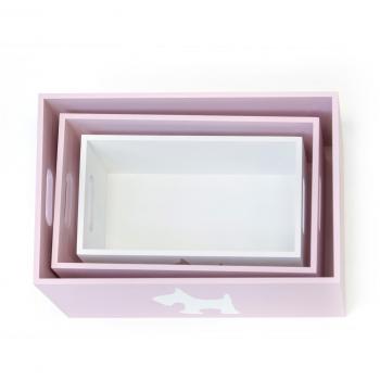 Suárez Set de Cajas para Mascotas, MDF, Rosa y Blanco, 4.25x3.4x6 cm, 3