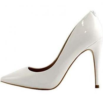 Decolte' Donna Vernice Bianco con Interni in Pelle – Tacco Slim 10,5 cm, Numero 37