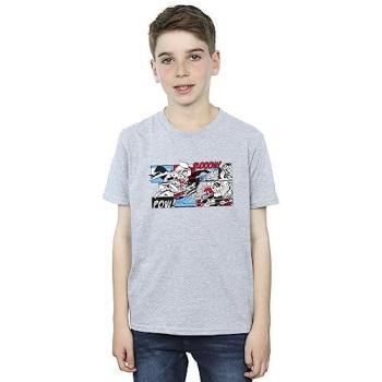 Superman Comic Strip Kids Tee – Grey, 12‑13 Year Olds, DC Edition