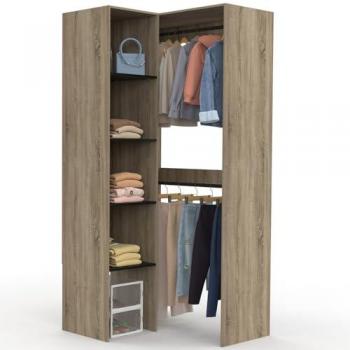 Double Penderie Mélman avec Étagères – Dressing Modulable d'Angle 90 × 127 cm