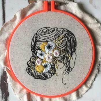 15x15cm Character Series Decorative Ribbon Embroidery Kit