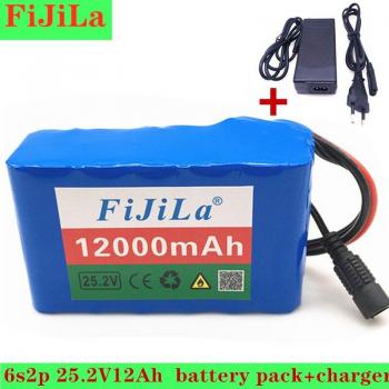 24‑Volt Lithium‑Batterie für Elektrofahrrad – 6‑Serien‑2‑Parallel, 12 Ah, 12000 mAh, BMS + Ladegerät