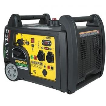 Champion Power Equipment mobiles Stromaggregat Benzin + Gas (3100 Watt, tragbarer Inverter, Generator, extrem leise, mit integriertem Griff und Radsatz, ideal für Outdoor + Camping) 73001i-DF-EU, Gelb