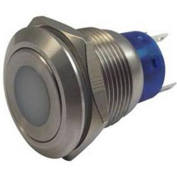RS Pro 19 mm Edelstahl‑Taster/Schalter SPST, Spt, Blau 24 V – silberfarben