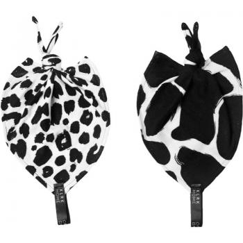 KLRK Home Wild B&W Leopard & Giraffe Snuggle Blanket Set 26x26 cm 2 pcs