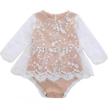 Baby Girl's Autumn Romper Dress with Lace