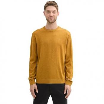 Regular Fit Baumwollpullover in Senf aus atmungsaktiver, weicher Baumwolle