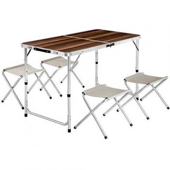 Table Pliante Valise avec 4 Tabourets Portable Aluminium TecTake