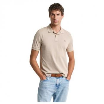 Polo beige à manches courtes, col rond, avec gants de défense Shield Pique