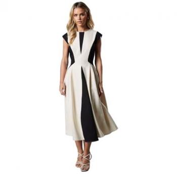 Size 8 Coast Women's Petite Crêpe Block Midi