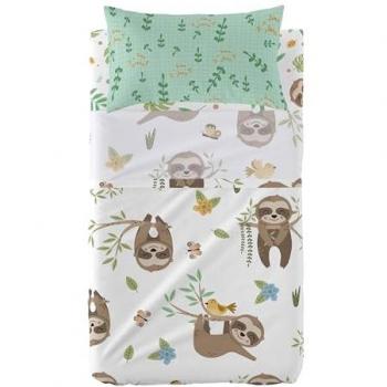 Happy Friday-Juego de Sábanas HappyFriday Moshi Moshi Happy sloth Multicolor Cuna de Bebé 2 Piezas
