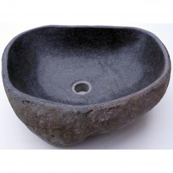 Flußstein Waschbecken, Aufsatzmodell 5, Grau, ca. 45 cm