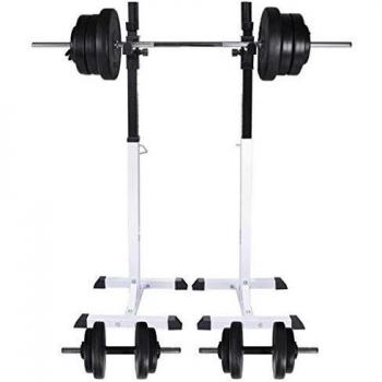 VidaXL Versatile Barbell Squat Rack with 60.5 kg Weight Set